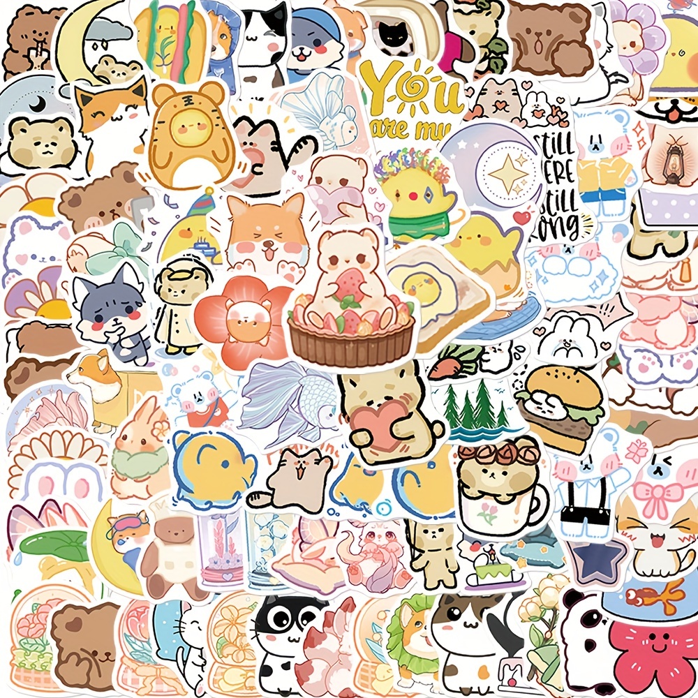 110pcs Summer Cute Trendy Stickers for Water Bottles, Waterproof Vinyl Aesthetic Sticker for Laptop Luggage Computer, Sticker Pack for Women Adults