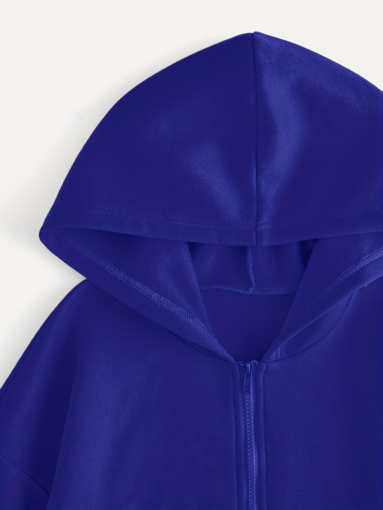 Casual Plain Hooded Zip Up Long Sleeve Royal Blue Women Sweatshirts  (Women's)