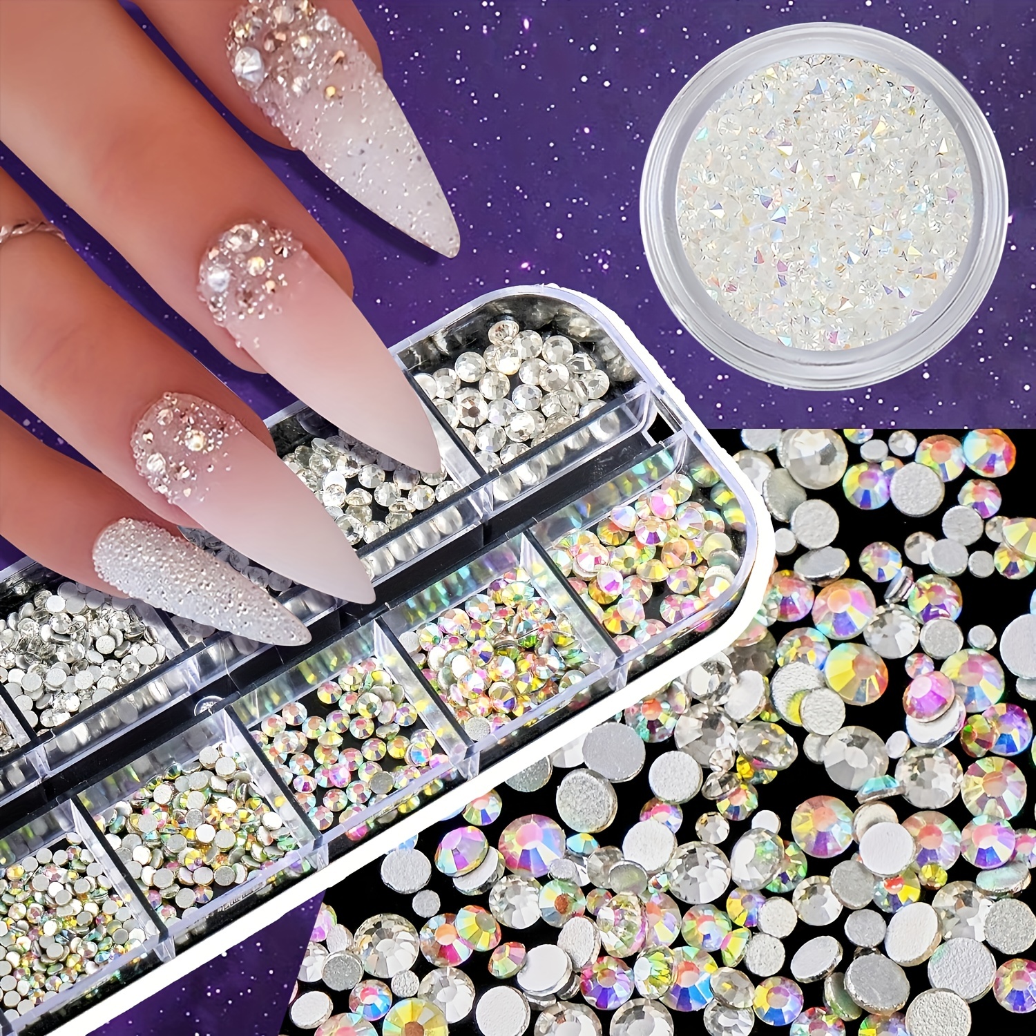 Mixed Sizes Flatback Nail Rhinestones Half Round Nail Pearls - Temu