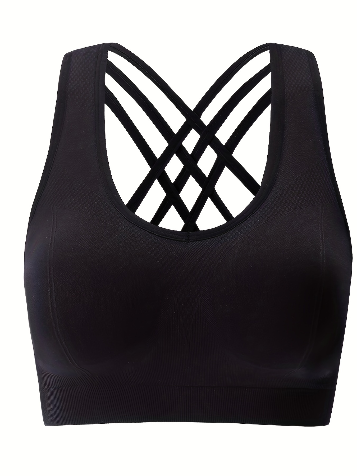 Sexy Backless Cross Strap Sports Bra Workout Solid Color - Temu Canada