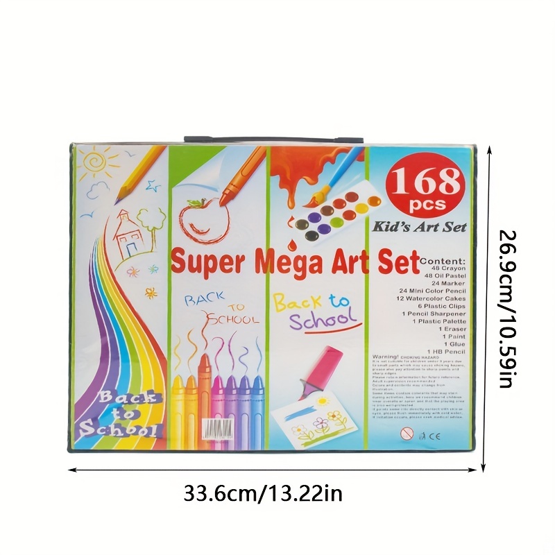 168pc Children Drawing Pen Art Set Kit for Boy Girl Color Pencils Painting  Crayon Oil Pastel Water Kids Christmas Gift