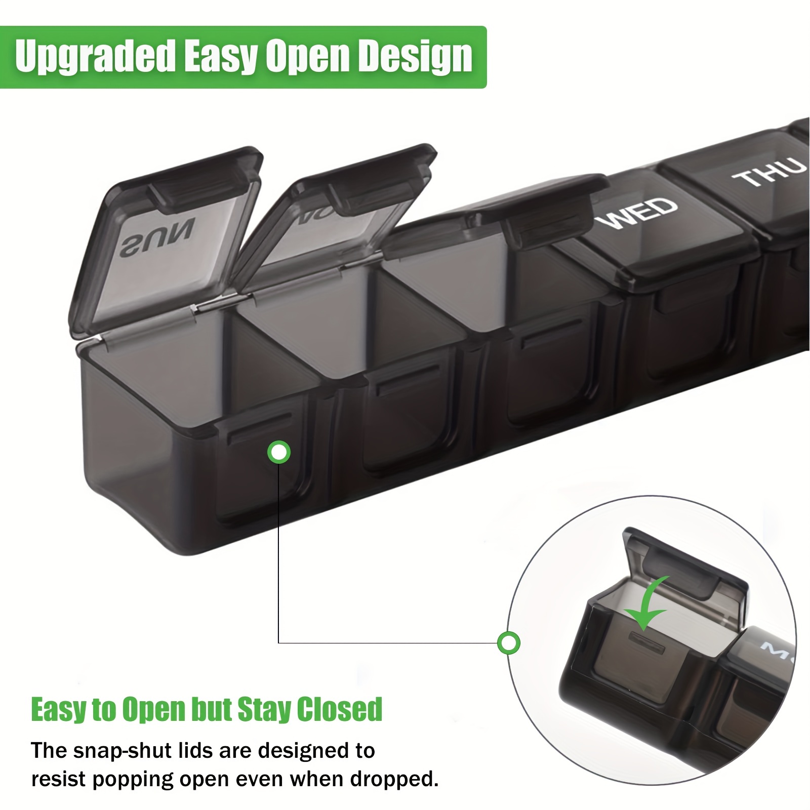 Extra Large Weekly Pill Organizer with 7 Oversize Compartments