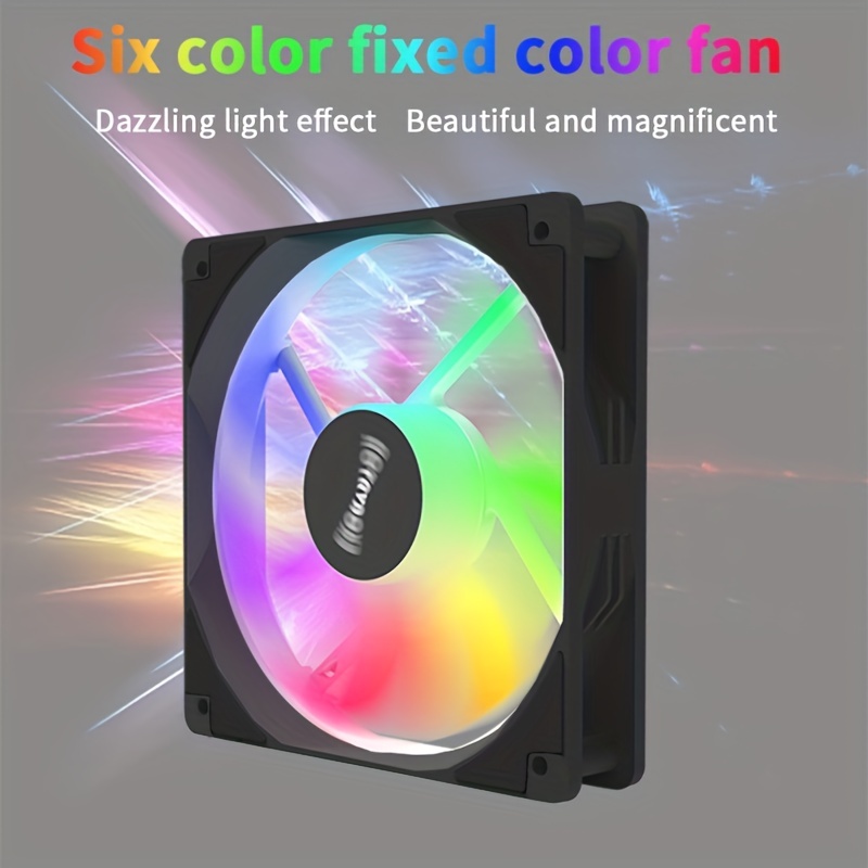 Desktop Host Computer Case Fan 4.72inch Silent Cooling LED Color Light Host Cooling Ventilation Decoration