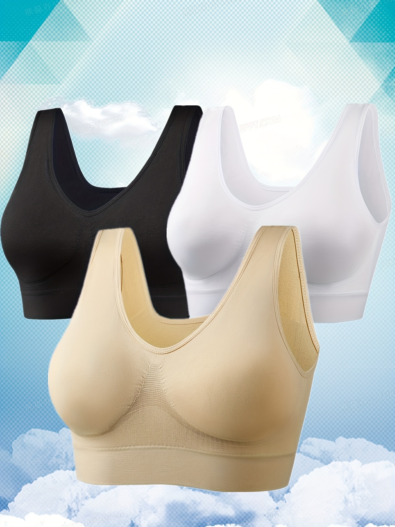 2 Pack Plus Size Simple Bra Set, Women's Plus Solid Seamless Ultra Soft  Wireless Everyday Comfort T-shirt Bra 2pcs Set