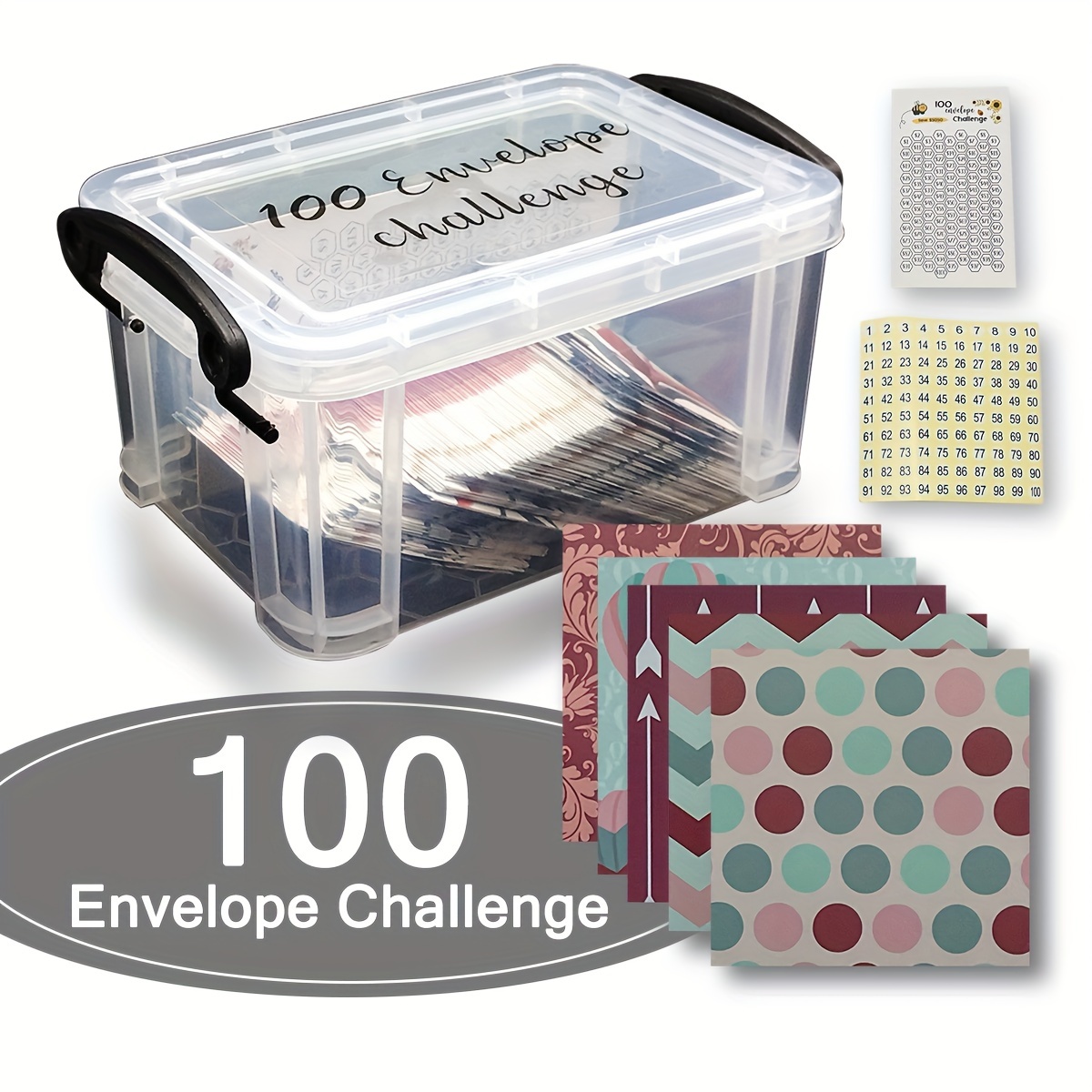 100 Envelope Challenge Box, Savings Challenges Budget Box with Cash  Envelopes - AliExpress