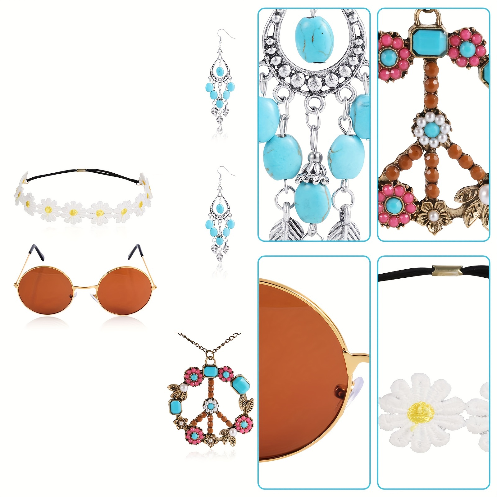 Hippie Boho Style Clothing Set Including Sunglasses Necklace - Temu