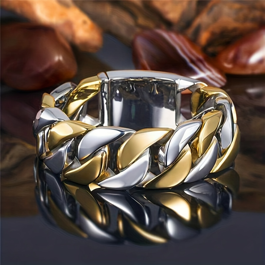 Classic Rotatable Stainless Steel Chain Rings For Men Punk - Temu