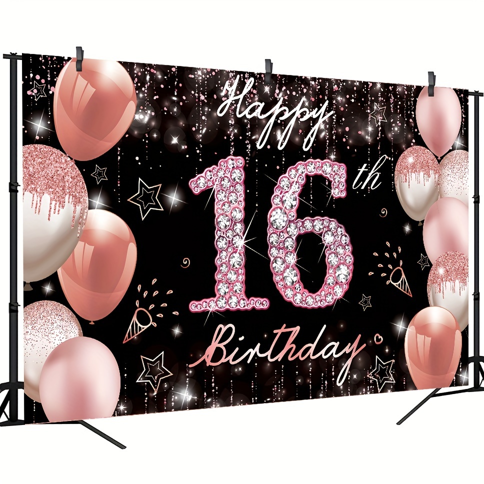 16th Birthday Decorations Sweet 16 Banner Party Supplies, Rose