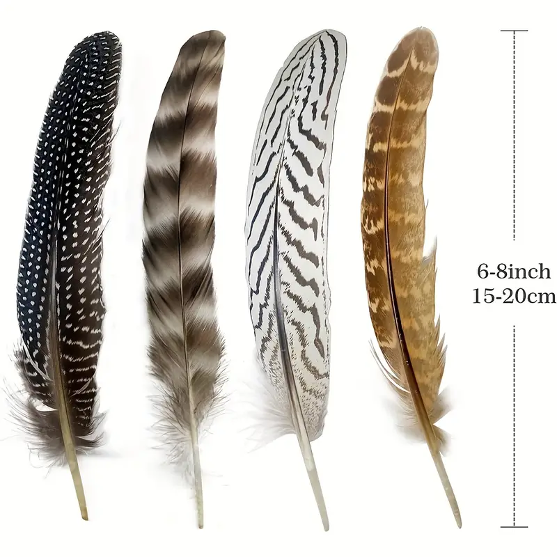 40pcs Natural Turkey Spotted Feathers, Pheasant Feathers For Crafts DIY Hat  Floral Arrangements Wing Quill Wedding Home Party Decorations 6-8 Inch(4 S