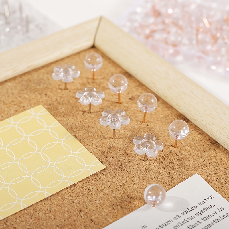 Clear Thumb Tacks, Thumb Tacks For Wall Hangings, Standard Clear Push Pins  Steel Point And Transparent Plastic Head For Bulletin Board Cork Board, Fab