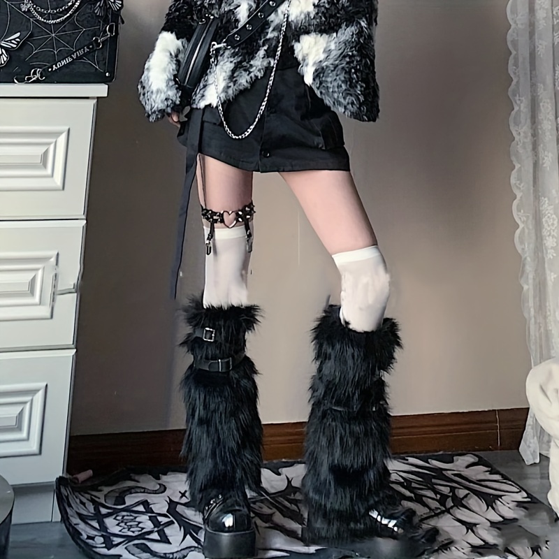 Winter Fuzzy Leg Warmer Women Girls Y2k Stylist Winter Faux - Temu