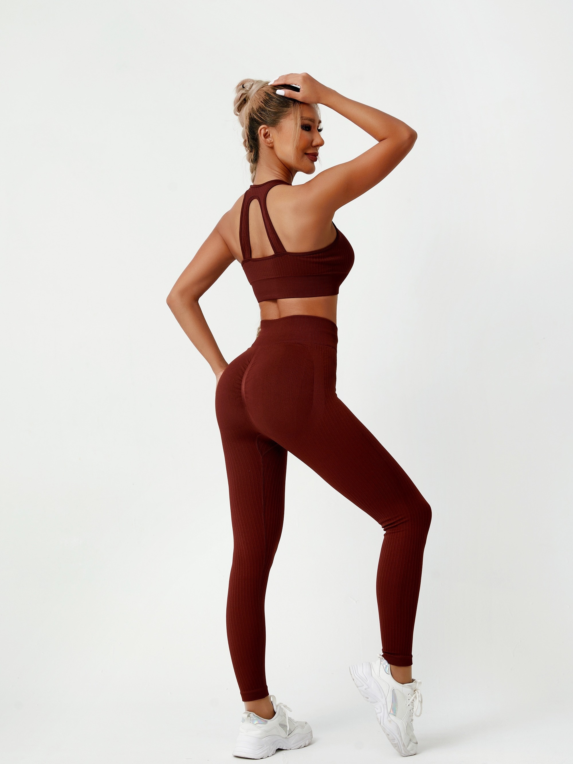 Dark Brown Activewear Set, Workout Clothes, Yoga Set, Gym Set