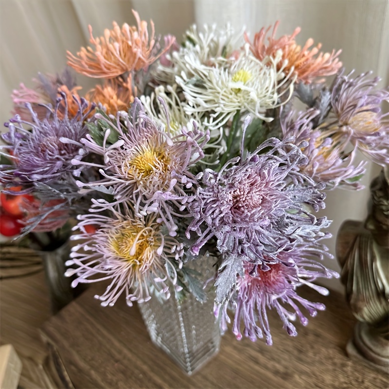 

1pc, Artificial Spider Chrysanthemum Flower, Wedding Bouquet, Home Decor, Photography Prop, Plastic Crab Claw Chrysanthemum Decorative Display