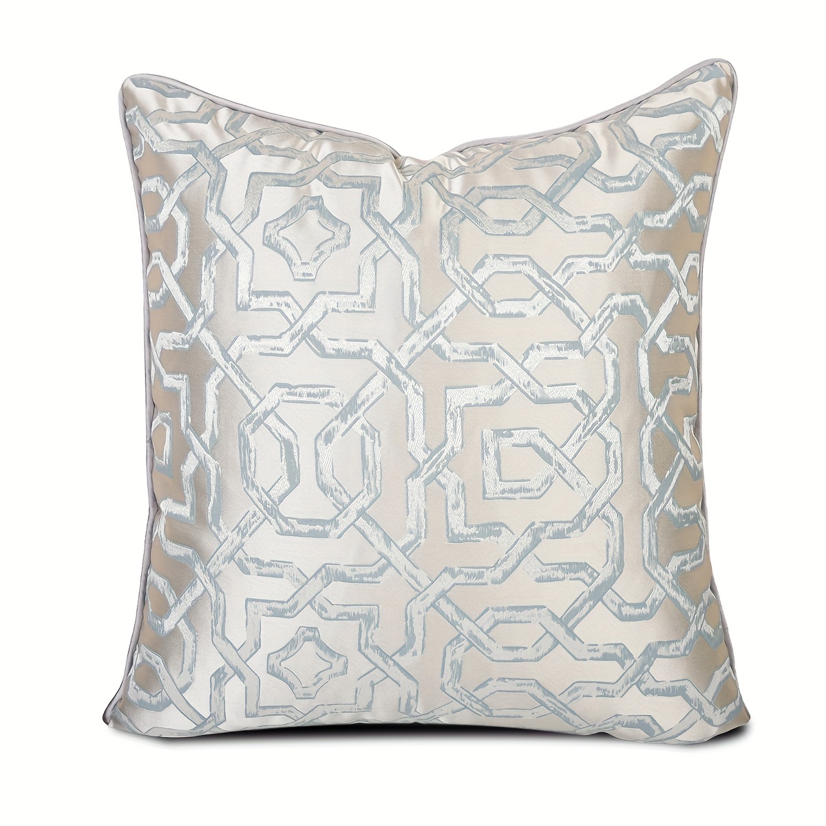 Light Gray and White Pillow Silver Grey Woven Geometric 