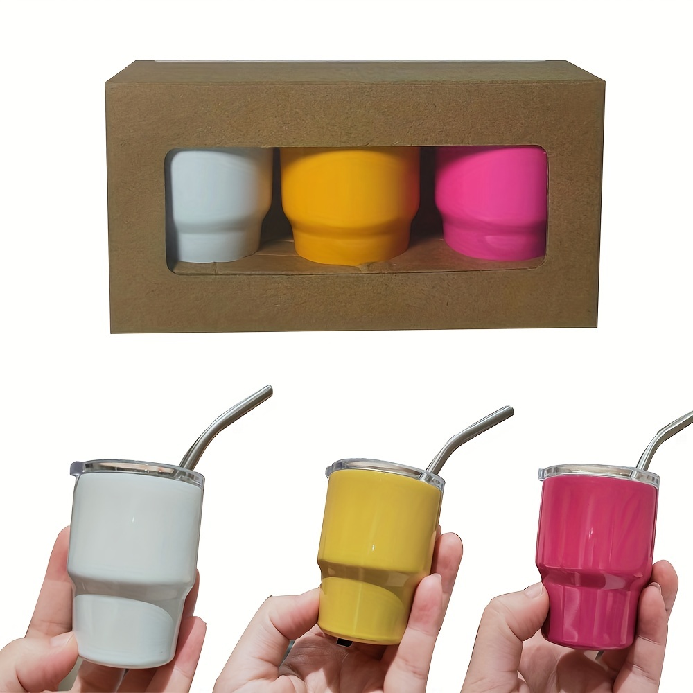 3pc Mini Stainless Steel Vacuum Cup 60ml Portable Lightweight Mug Cup