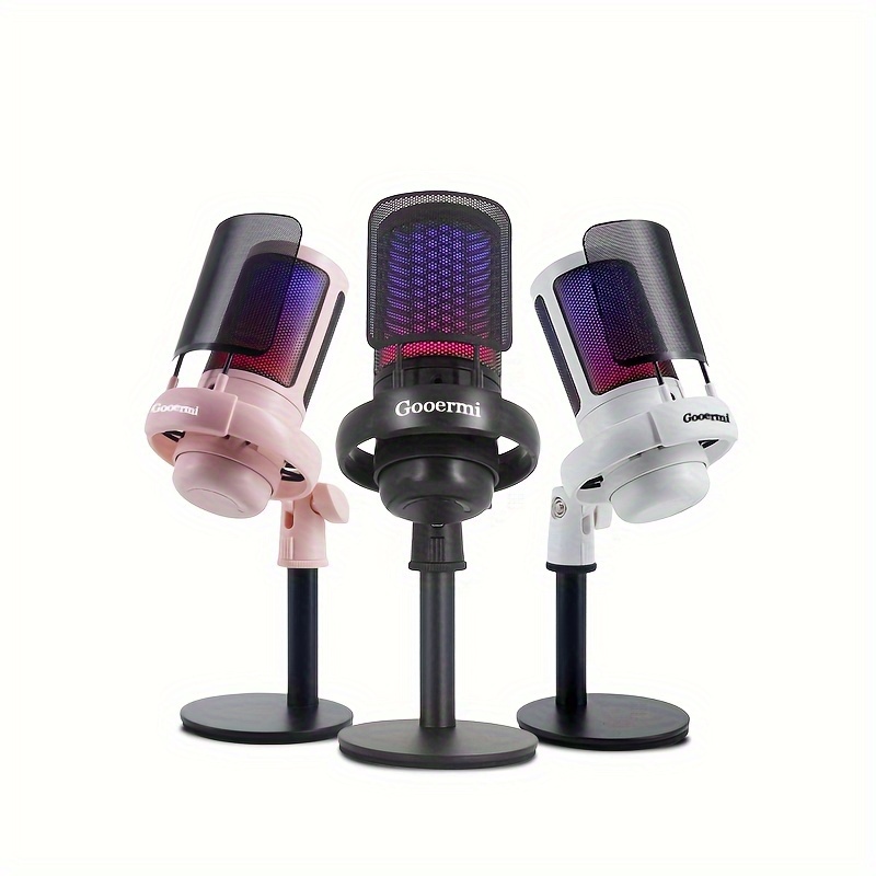 ZealSound Gaming USB Microphone for PC,RGB Condenser Computer Mic with  Tripod Stand,Quick Mute,Gain Control for