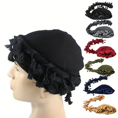 turban for men vintage twist head wraps durag with tassel