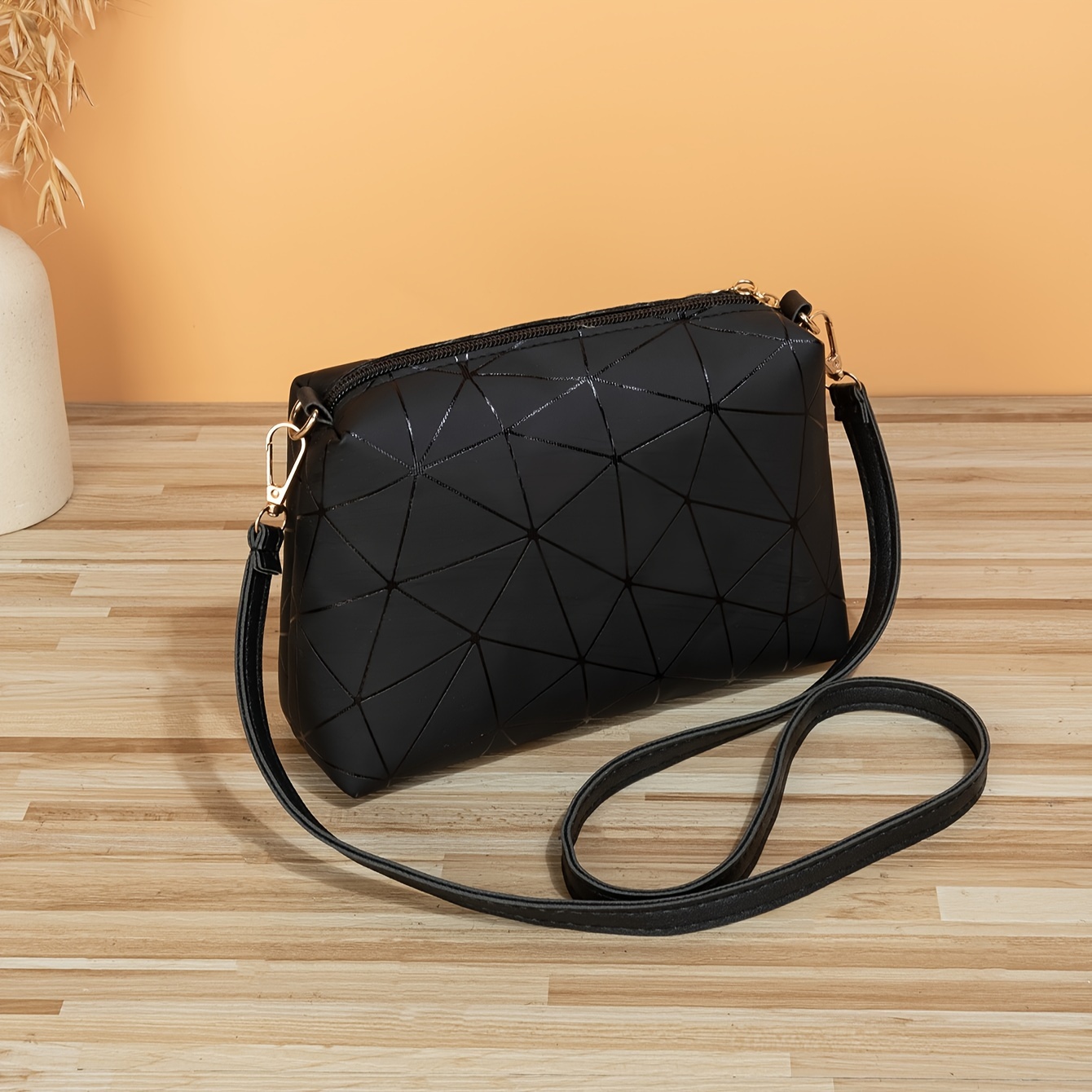 Mini Geometric Pattern Crossbody Bag, Pu Leather Textured Bag, Classic  Fashion Versatile Shoulder Bag - Temu