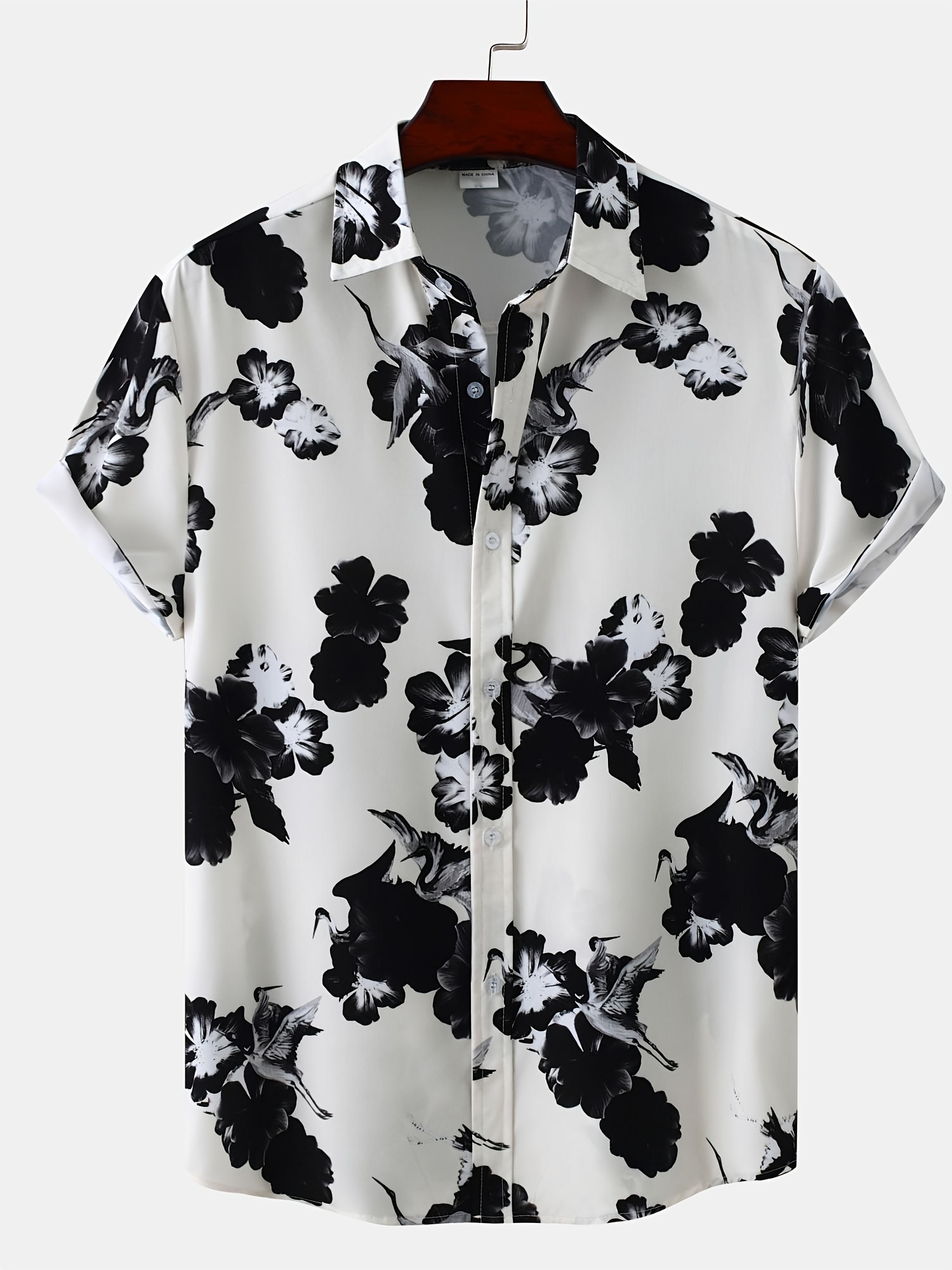 Oversized Shirt, Men's Flowers Print Short Sleeve Shirt Oversized Tops For  Summer, Men's Clothing, Plus Size