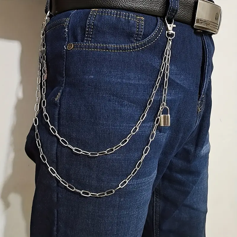 Silver1 Street 1pc Belt, Men's Skull Decorative Pant, Trousers Chain Waist Chains Pocket Hip Hop Rock Punk Gothic Trouser Jeans Belt,Temu