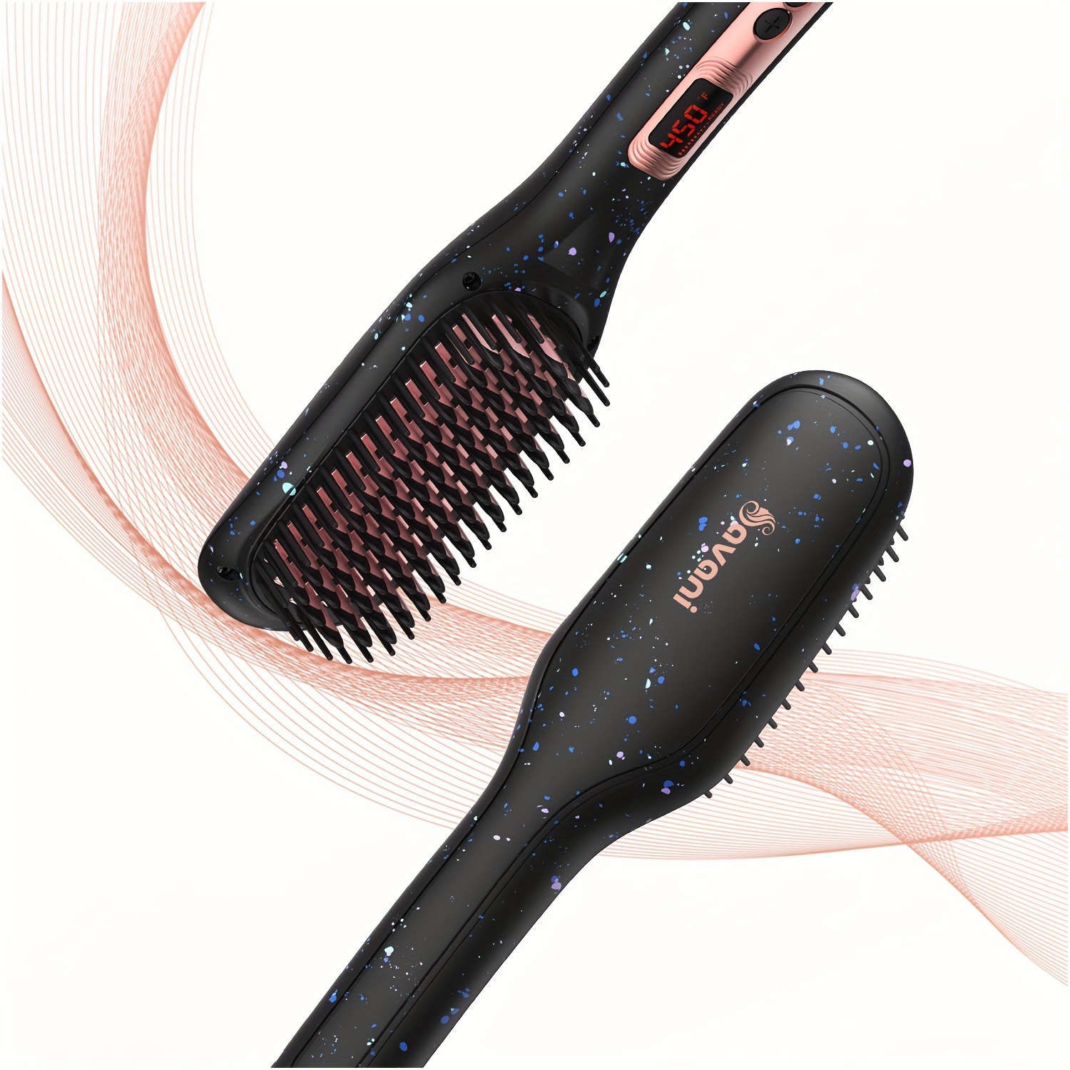savani hair straightener brush fast heating ceramic negative ion hair straightening comb electric hot hair brush curly thick hair styling tool auto off anti scald multiple temp settings details 1