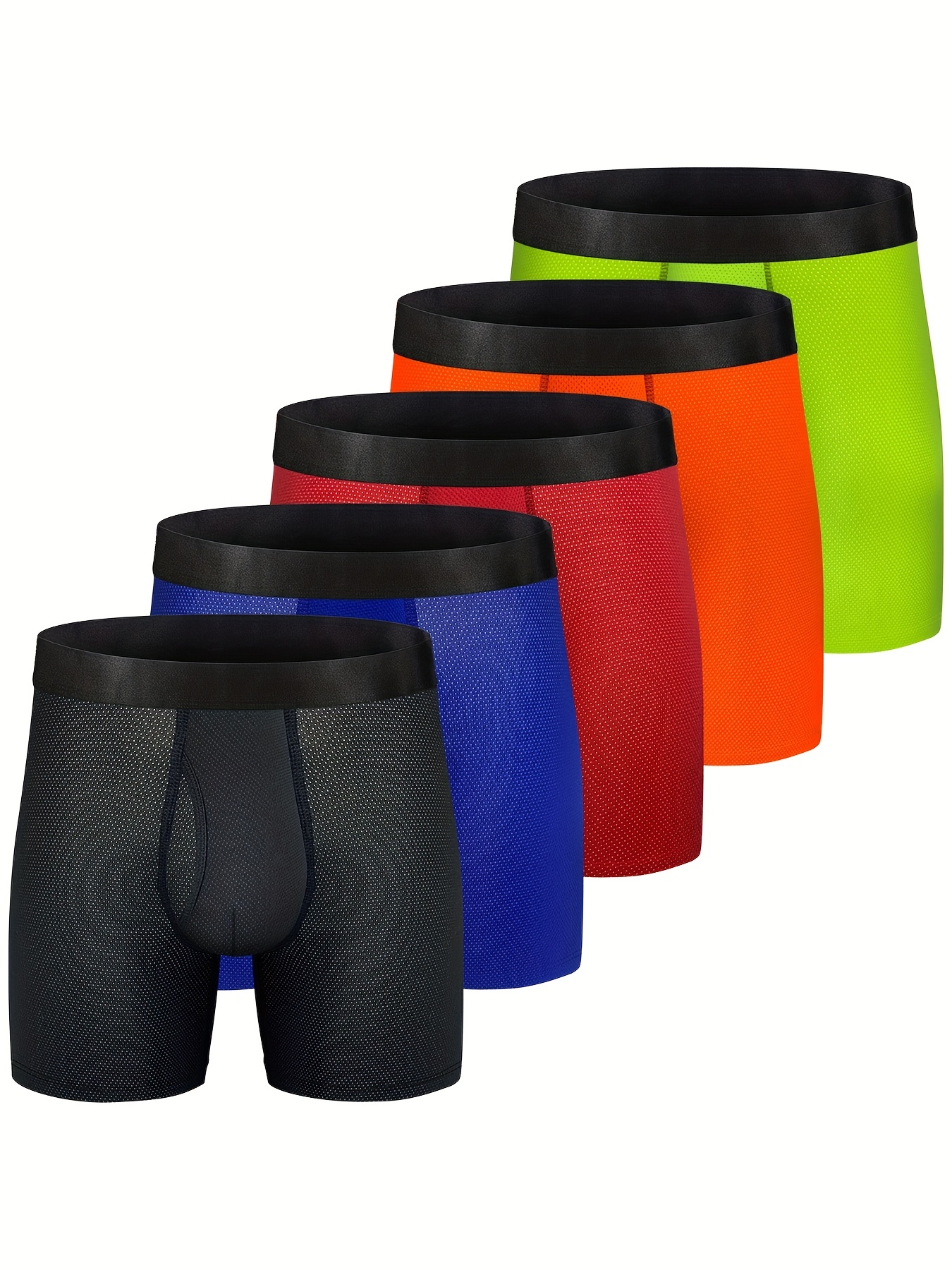 5pcs Men's Graphic Breathable Comfortable Soft Quick Drying Boxer Briefs  Underwear, Multicolor Set