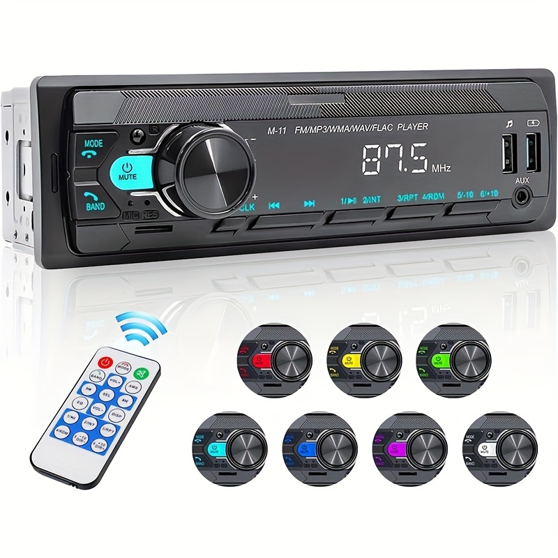 Estéreo de coche Bluetooth clásico, receptor de radio FM, llamadas manos  libres, puerto AUX USB, soporte MP3 WMA WAV FLAC, reproductor multimedia de