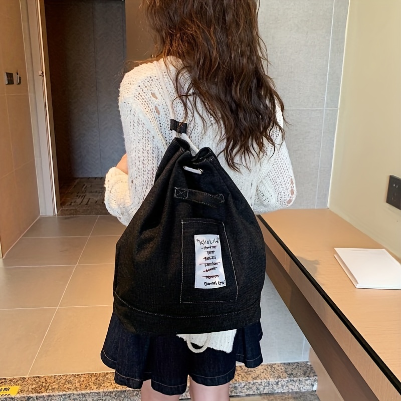 Trendy Denim Canvas Backpack, Mini Solid Color School Bag, Casual Travel  Daypack - Temu