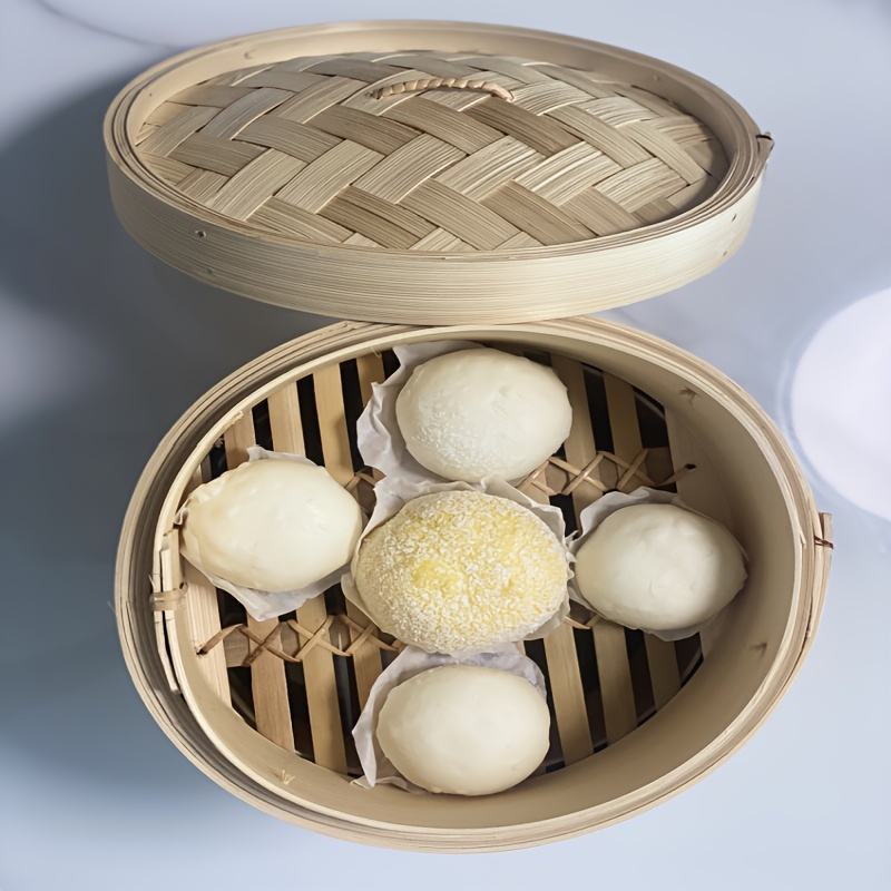 Natural Bamboo Steamer Basket for Asian Cooking, Buns, Dumplings, Vegetables