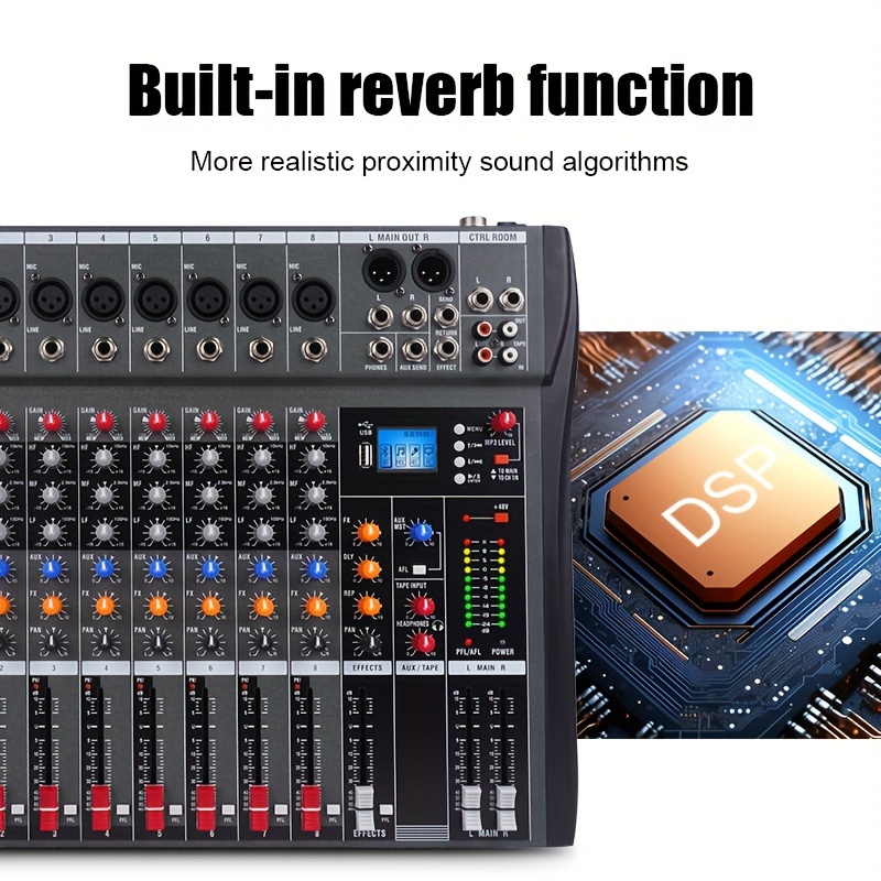 8/12 channel Audio Mixer: Professional Sound Mixing Console - Temu