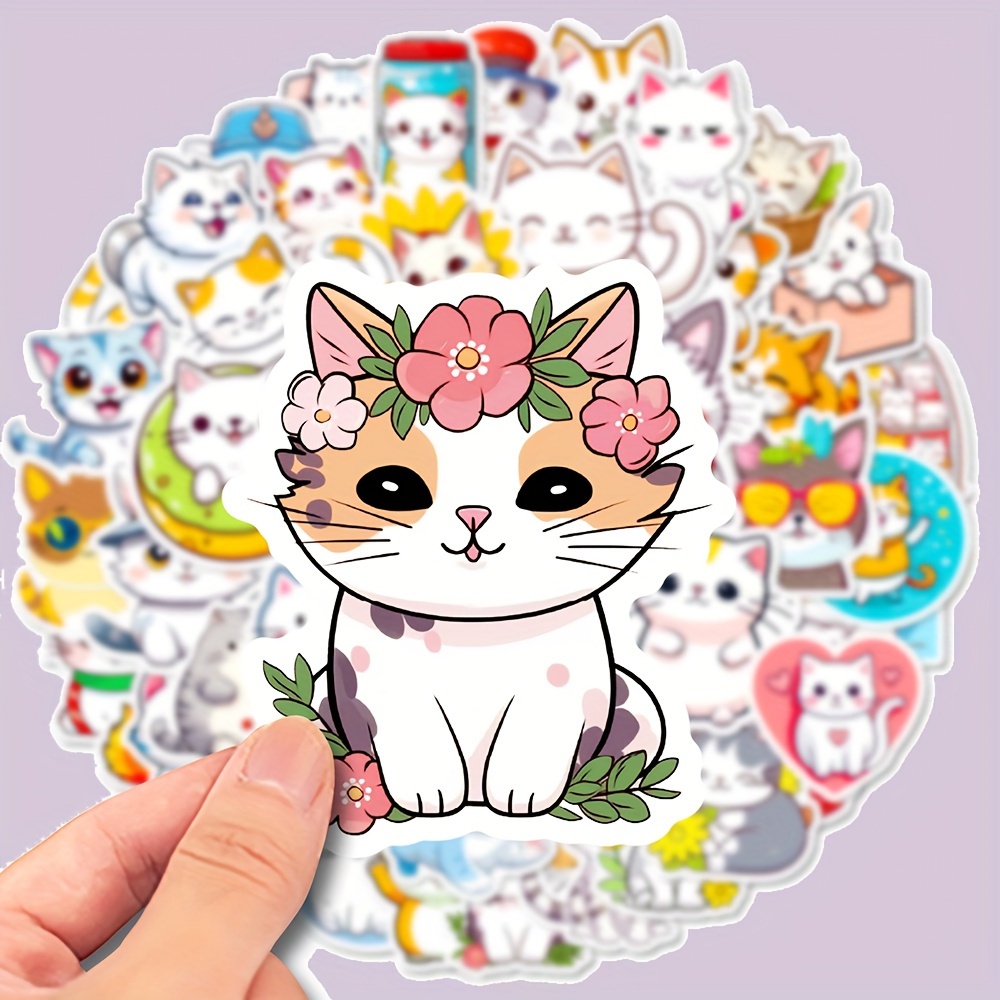 Cute Cartoon Cat Stickers Waterproof Vinyl Stickers Graffiti - Temu