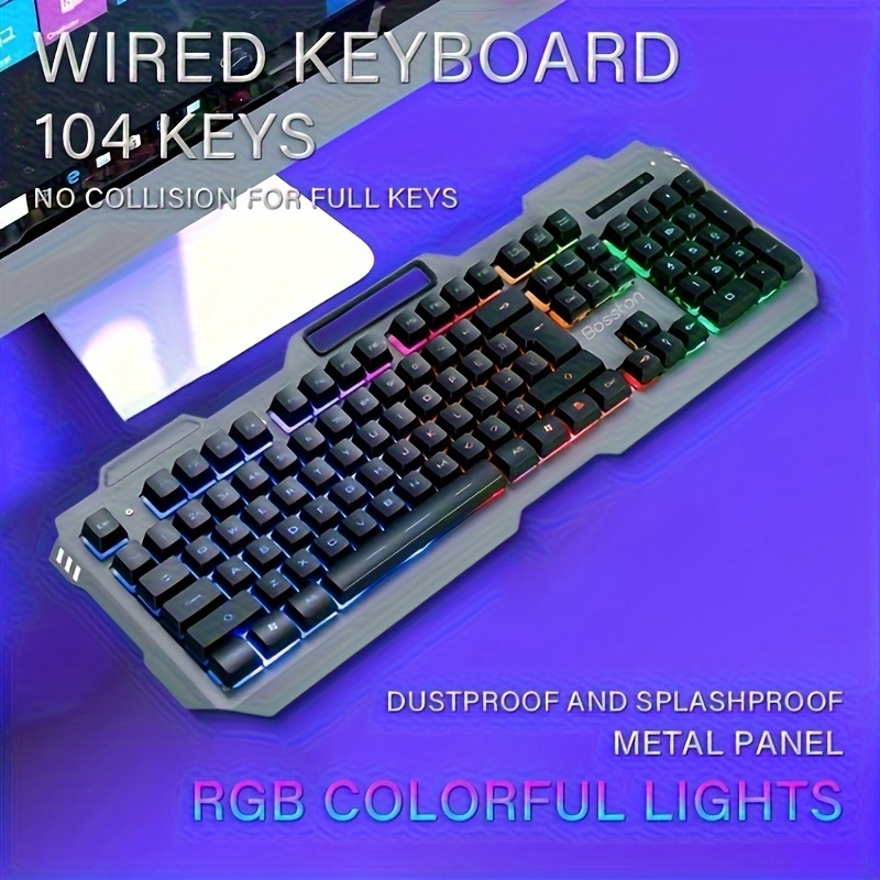 Gaming Keyboard and Mouse Combo Set Rainbow Glow Backlit USB Keyboard RGB  LED Keyboard 104 Keys For PC Gamer For Notebook Laptop Desktop PC Office