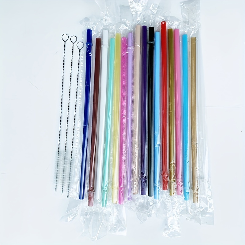 Reusable Colored Siphon Straws With Brushes, Long Multicolor