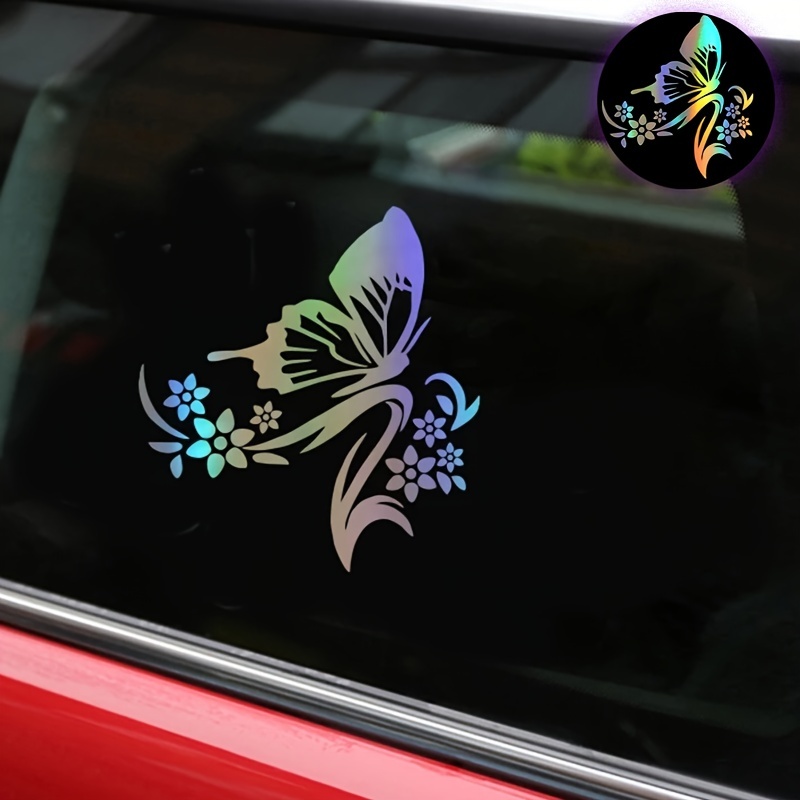 Reflective Butterfly Flower Car Sticker Waterproof Vinyl - Temu