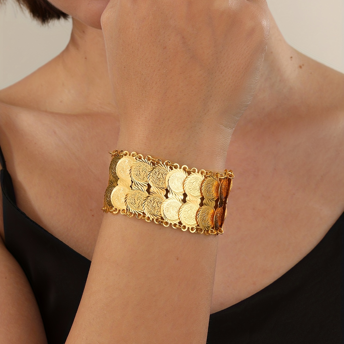 Golden Double Layer Ancient Coin Bracelet