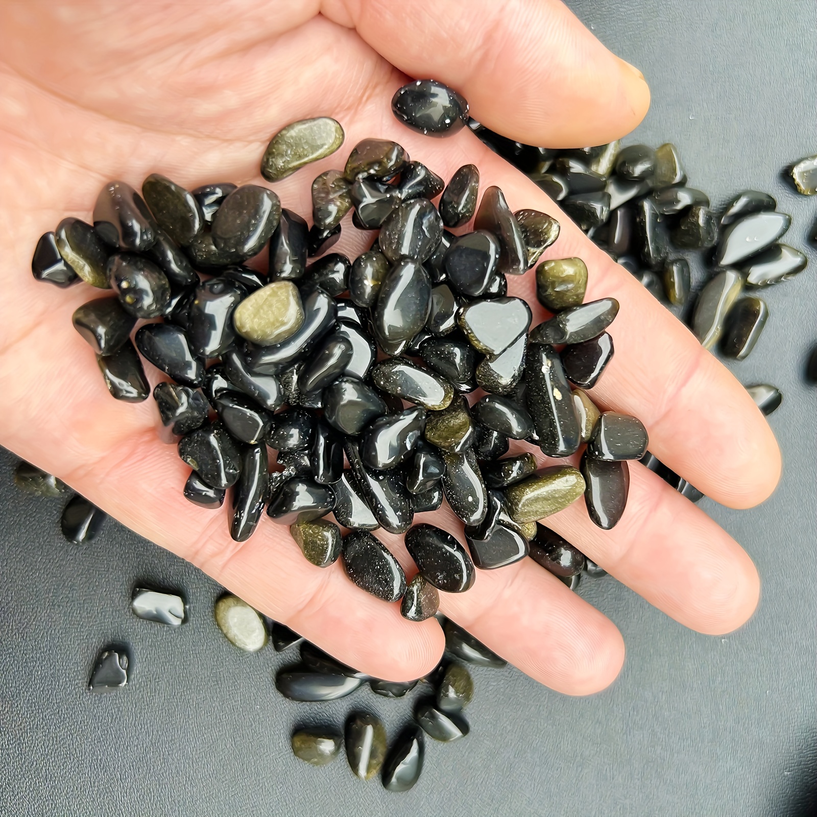 Natural Black Obsidian Chips Polished Tumbled Stones Gravel - Temu