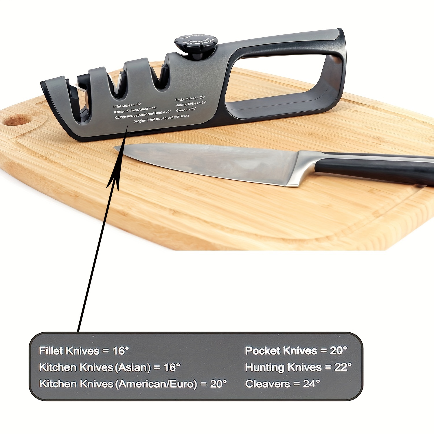 Professional Knife + Scissor Sharpener, 3-Stage Adjustable 14-24