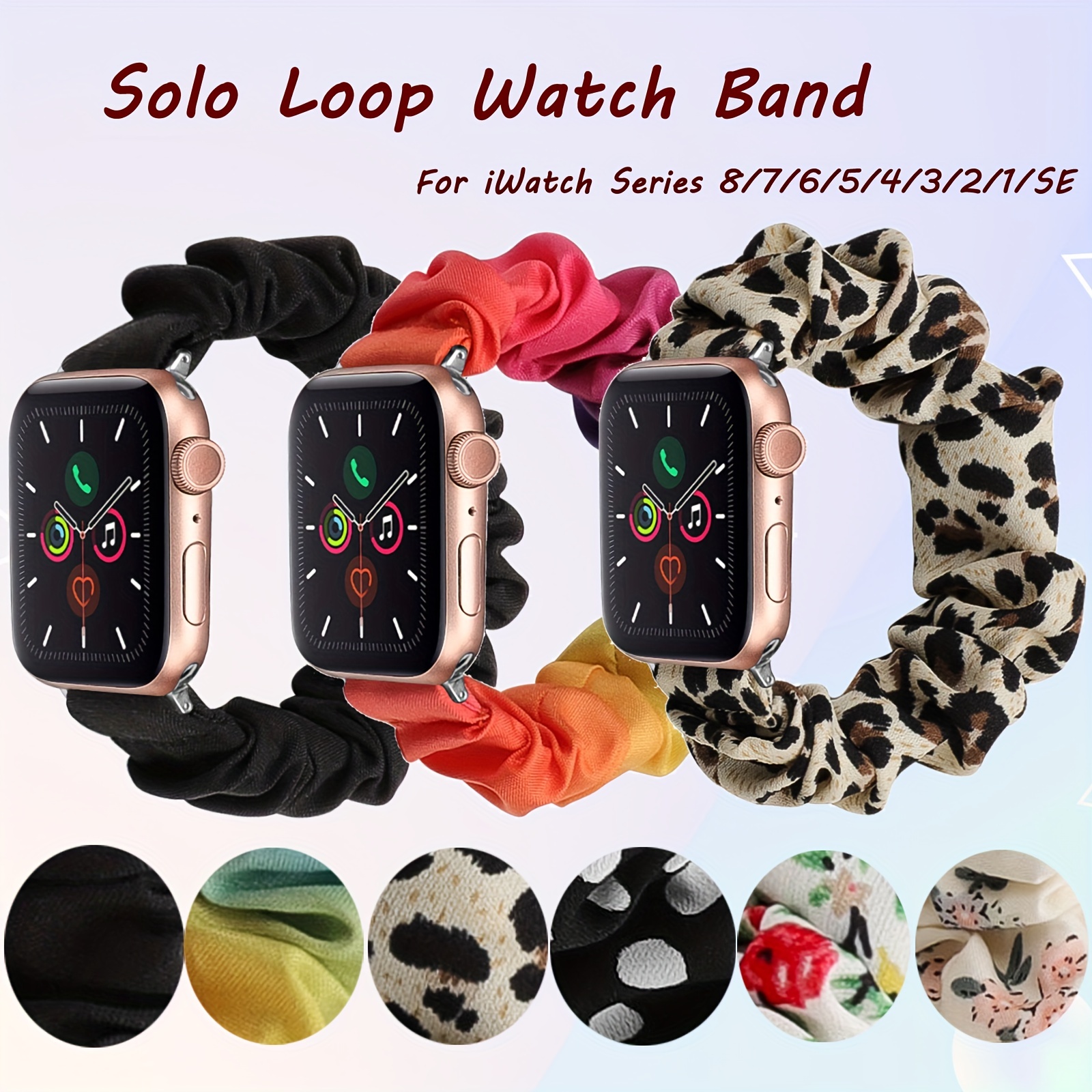 7pcs Multi-color Personality Soft Silicone Sport Breathable Smart Watch Band  For Ultra/se/8/7/6/5/4/3/2/1 Apple Watch, Available In  38/40/41/42/44/45/49mm
