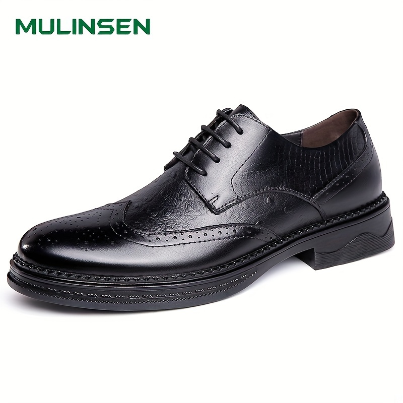 Zapatos de vestir para hombre, zapatos de cuero formales con cordones  Oxford para hombre