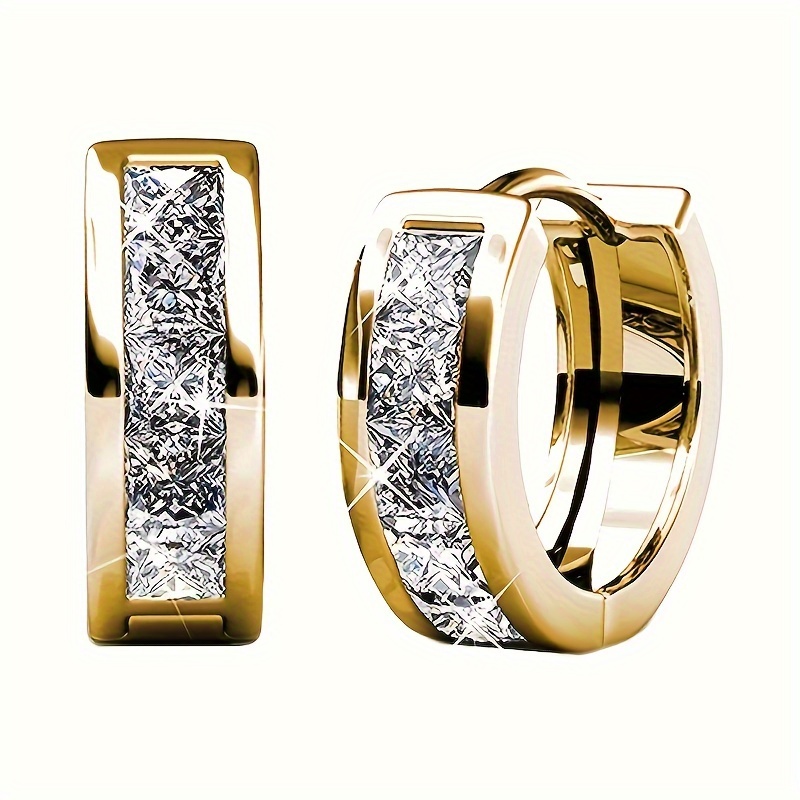 Men's Zircon Hoop Loop Earrings, Hypoallergenic