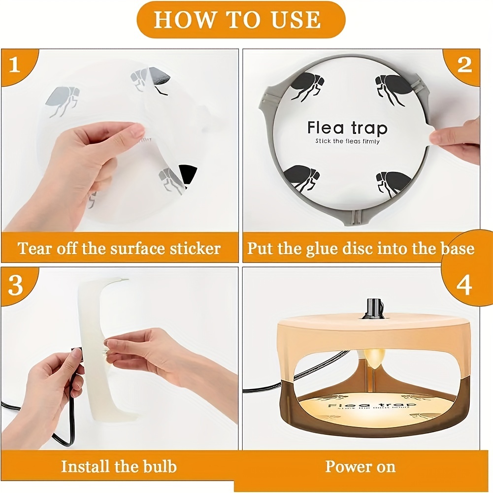 Flea Trap, Indoor Sticky Flea Trap With 2 Glue Discs Non-toxic Natural Flea  Killer Trap Pad Bed Bug Trap Light Bulb Safe