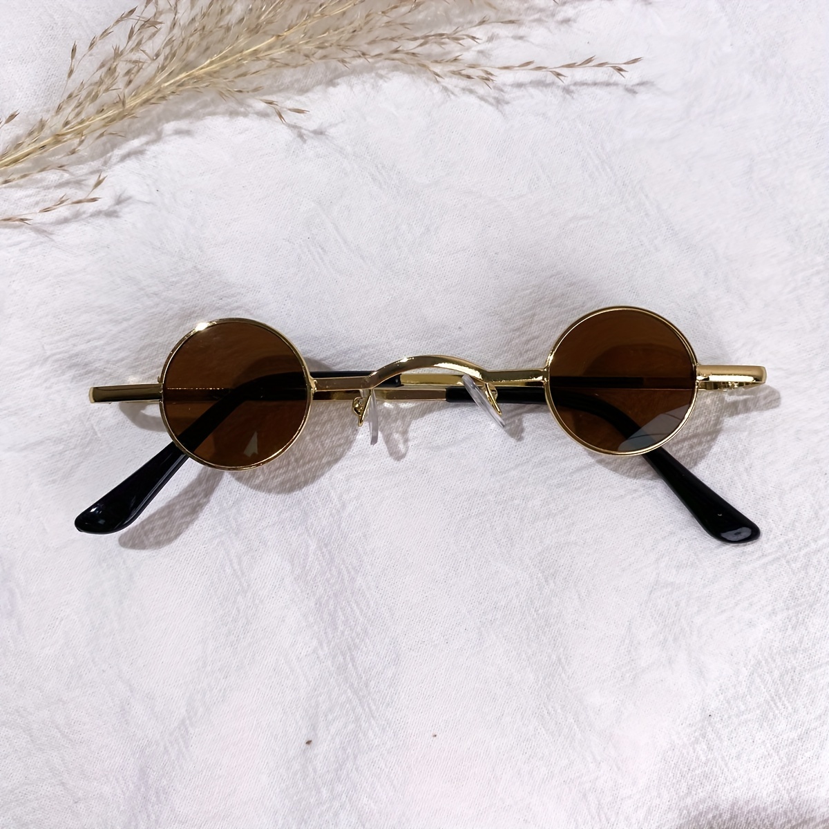 Round Metal Frame Sunglasses Women Men Y2k Punk Tinted Lens - Temu