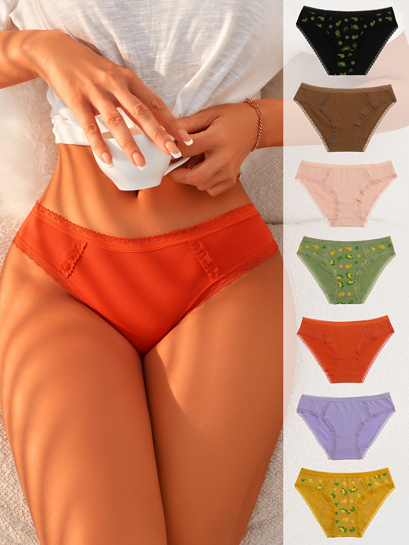 Women's Cute Seamless Panties Lace Trim Cotton Briefs - Temu Canada