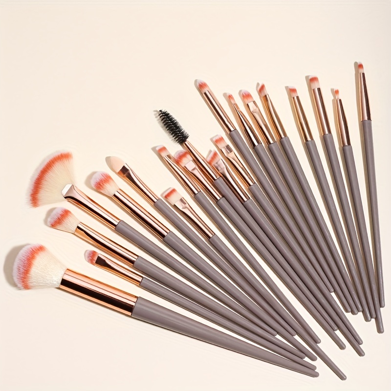 20Pcs Champagne Eye Brush Set - Foundation, Powder, Eye Shadow, Eyeliner