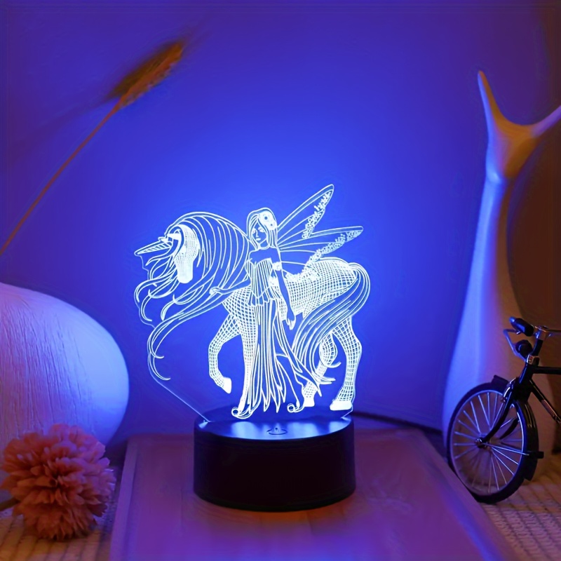 Cadeaux cheval pour fille, lampe illusion 3D veilleuse cheval pour