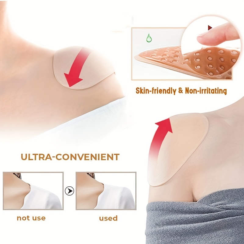 1pair Natural Soft Silicone Anti-Slip Shoulder Pads, Reusable Self