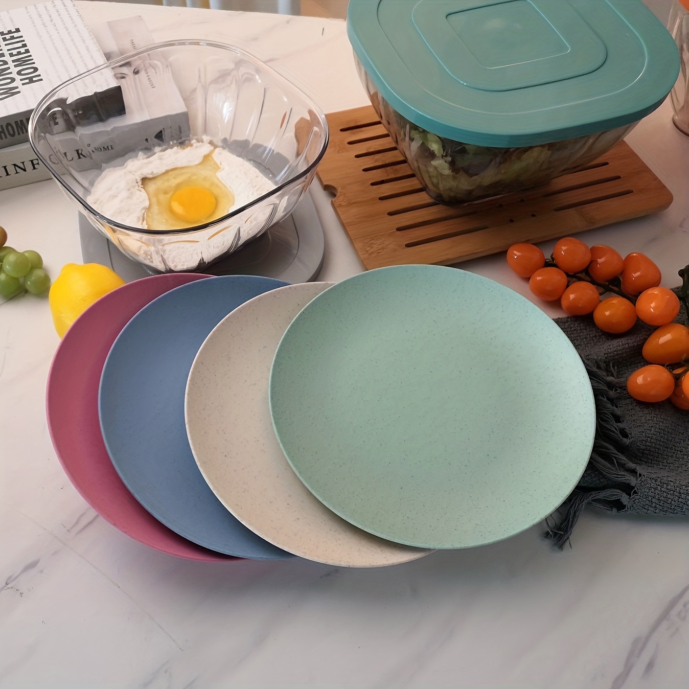 Wheat Straw Deep Dinner Plates, Unbreakable Sturdy Plastic Dinner Plates,  Microwave and Dishwasher Safe Reusable Plate for Fruit Snack Dinner Plates