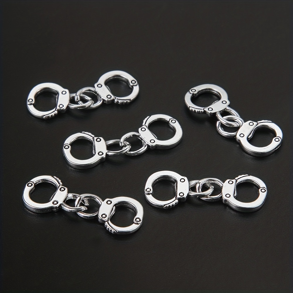 

10pcs/pack Of Diy Accessories Alloy Link Handcuffs Shape Pendants Connectors Handcuffs Pendants Links For Diy Jewelry Making Bracelet Necklace Accessories
