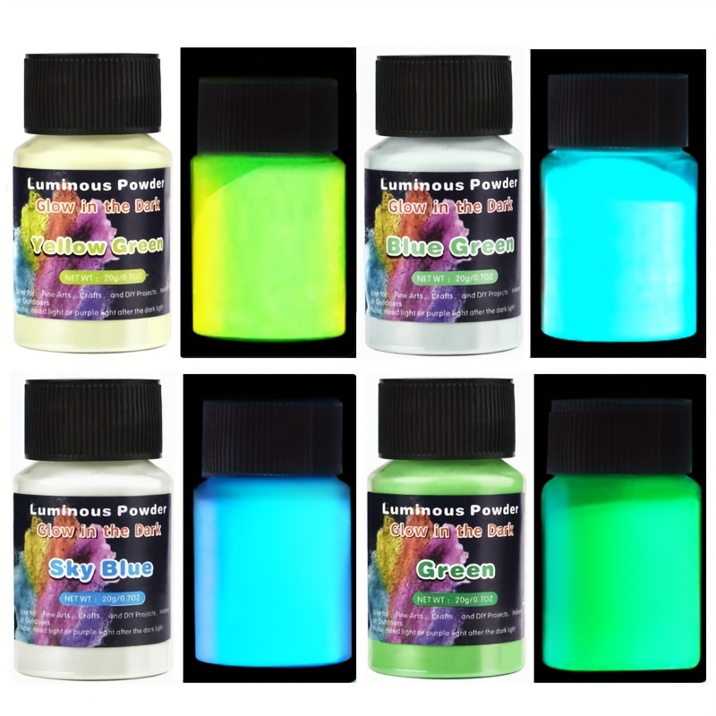 GLOW IN THE DARK Acrylic Powder &dipping powder 12 Luminous Polymer Powder  12pcs GLOW IN THE