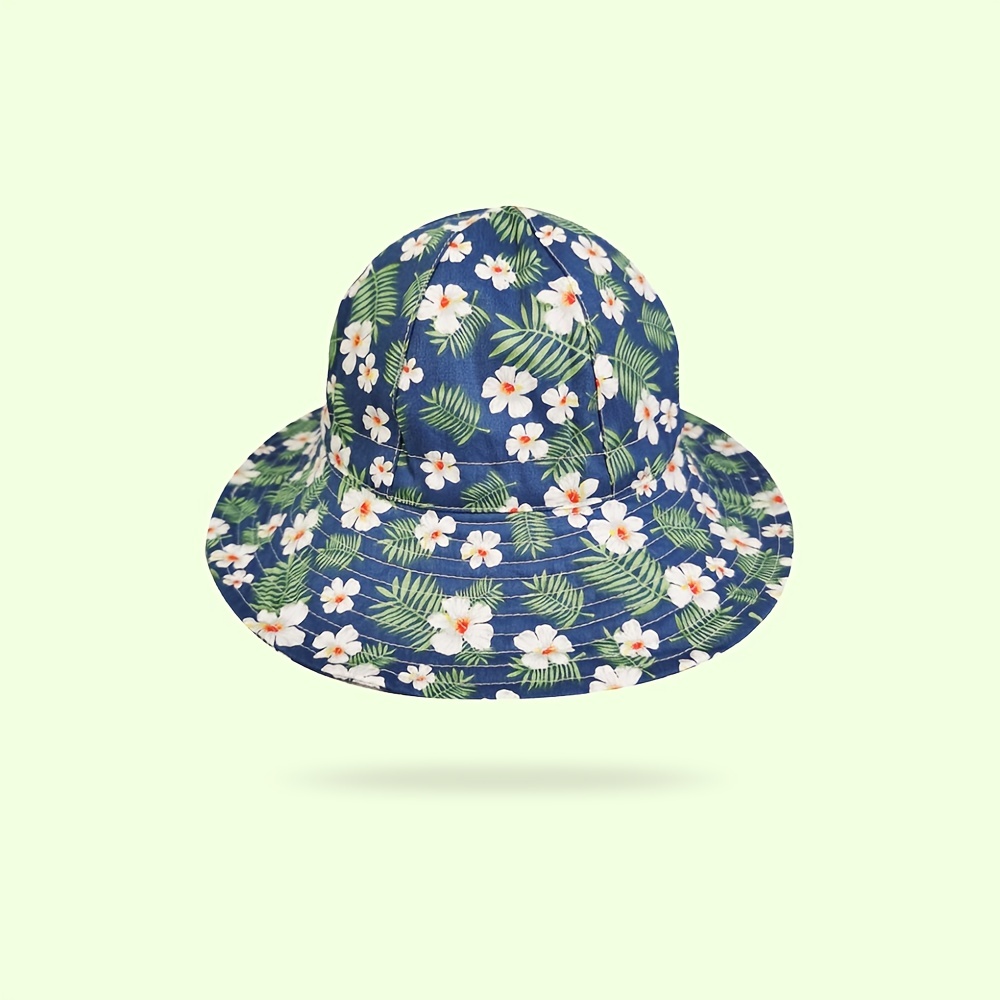 Kids Bucket Hat Flowers Print Adjustable Drawstring Sun Hat - Temu